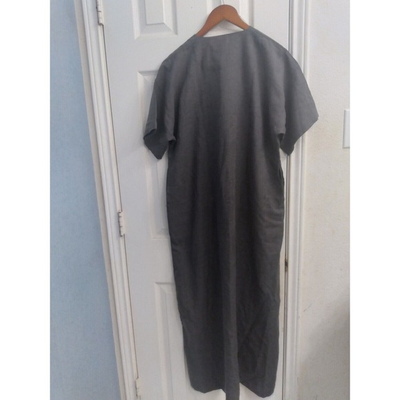 Gray Thobe‎ Islamic Muslim Men's Short Sleeve Abaya Maxi Dress - Picture 3 of 5